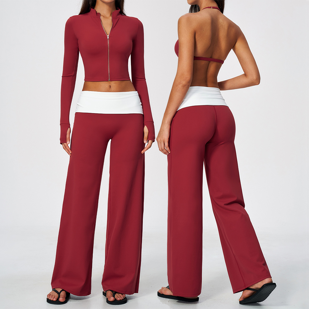 Jackets - Zipjas, wijde broek, 2-delige yogaset, dames,