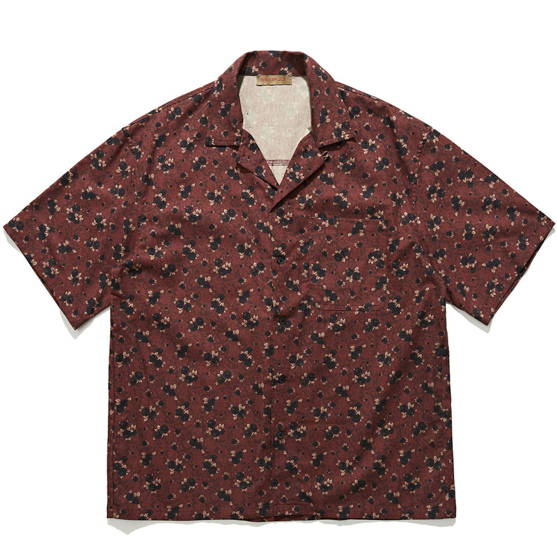 Vintage Hawaiian Floral Shirt - Japanse retro etnische stijl Cubaanse kraag