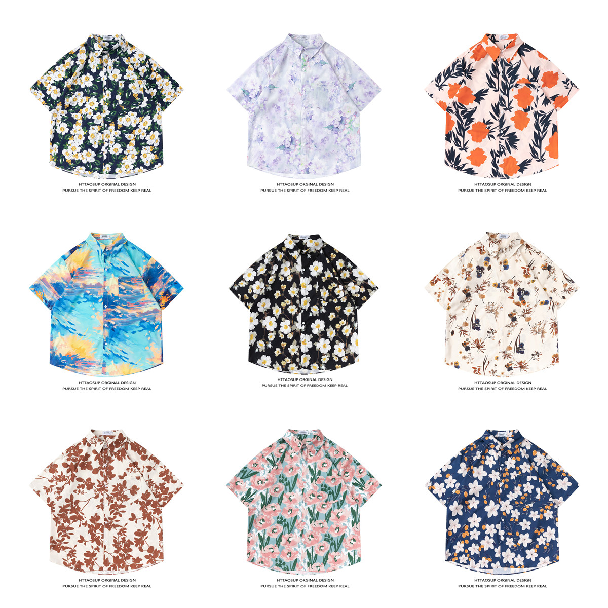 Vintage Hawaiian Floral Shirt - HTTAOSUP Zomer Vintage Bloemenprint Herenoverhemd met