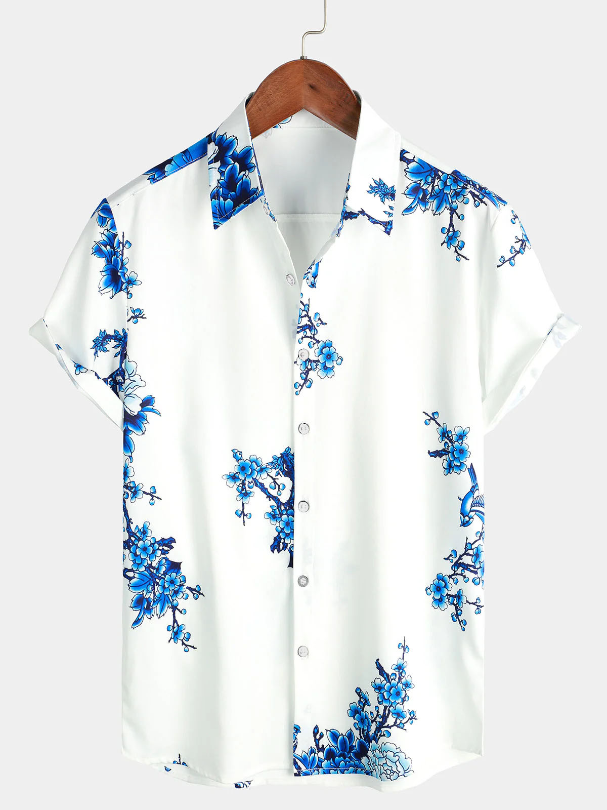 Heren vintage blauwe bloem zom - Vintage Hawaiian Floral Shirt recensie en prijs