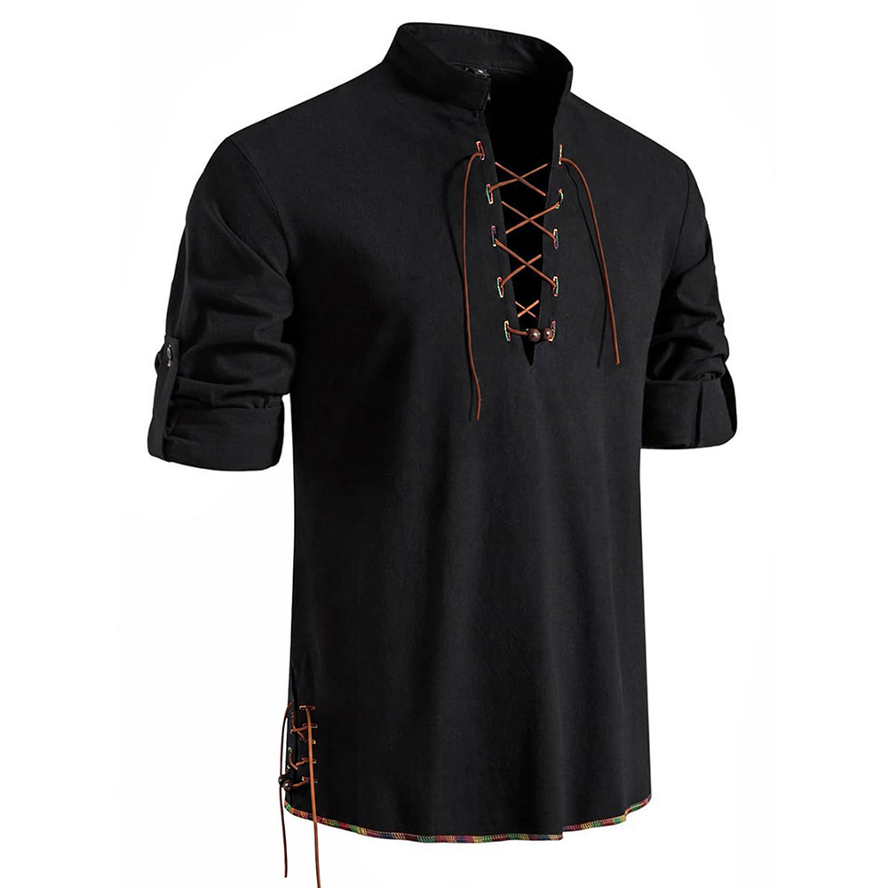 Heren Henley-hals Middeleeuws  - Medieval Gothic Lace Up Pirate Shirt recensie en prijs