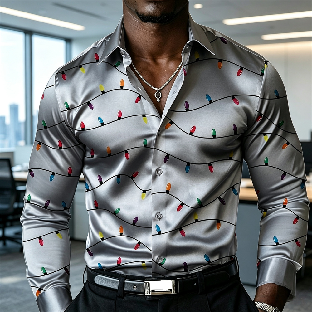 Kerst heren lantaarnshirt sati - Mens Satin Silk Dress Shirt recensie en prijs
